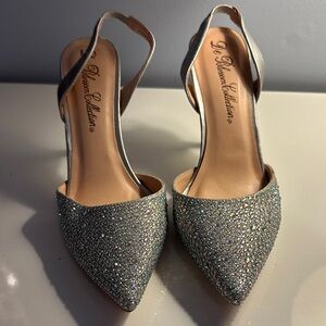 De Blossom Collection Silver Sparkle Heels